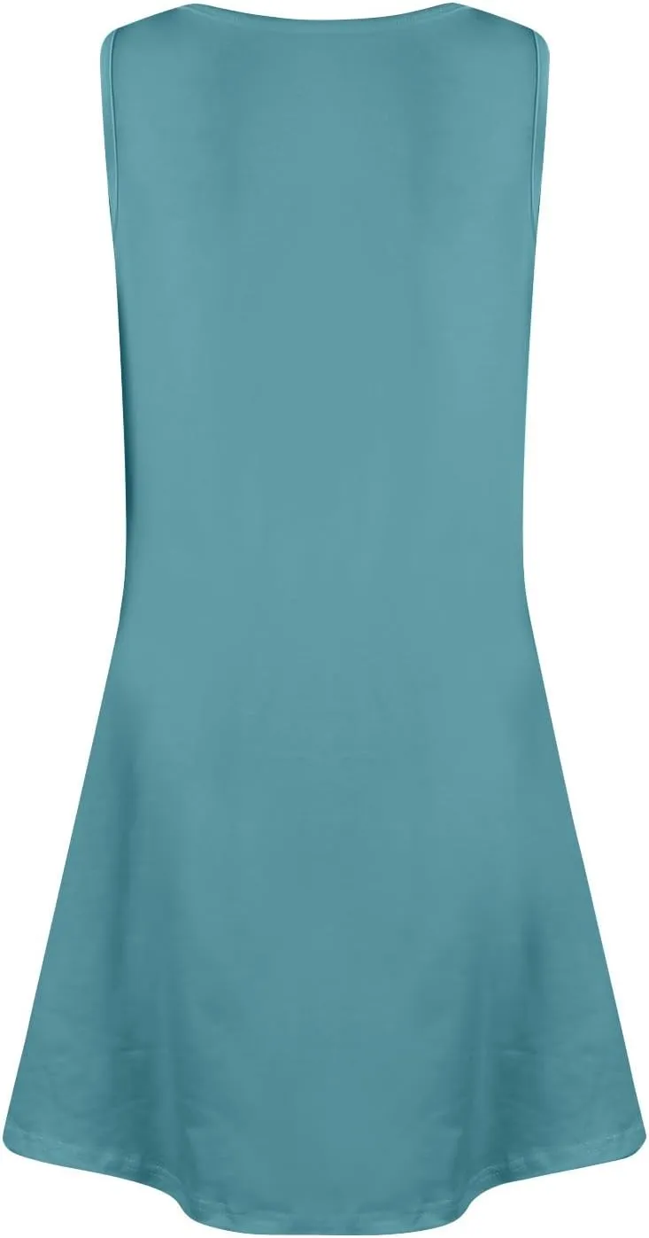 Summer Dresses for Women 2025 Casual Beach Boho U Neck Sleeveless Sundresses Vintage Flowy Tank Dress with Pockets