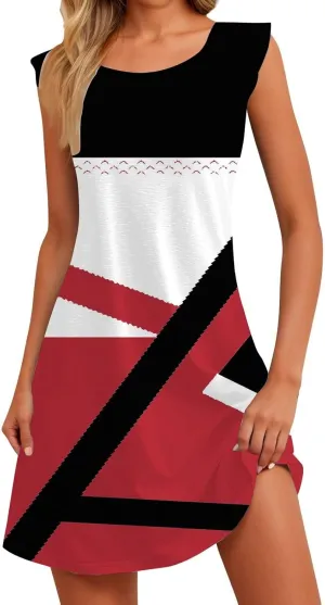 Summer Dresses for Women 2025 Sundresses Sleeveless Beach Cover Ups Spring Casual Loose Print Tank Tshirt Sun Dress
