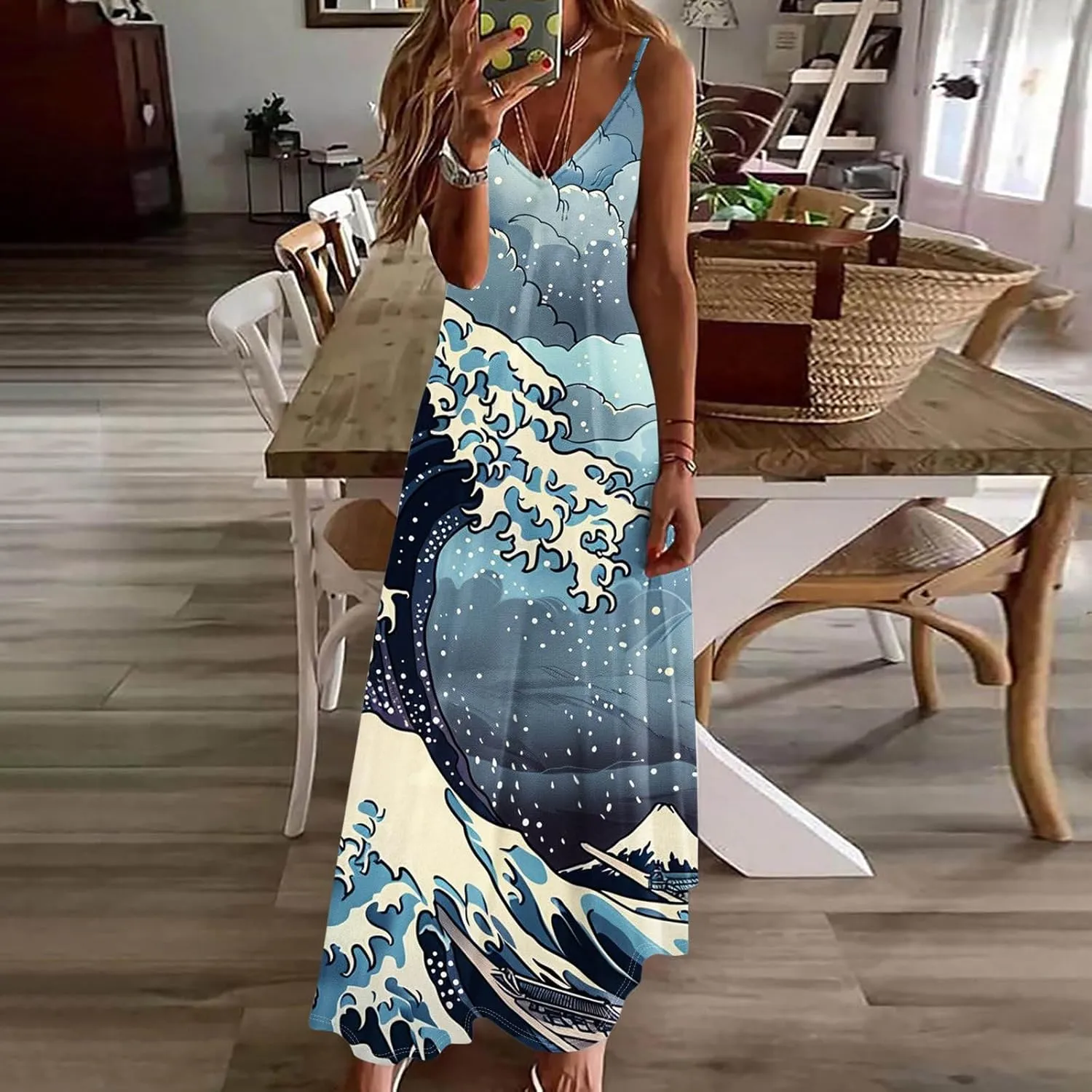 Summer Dresses for Women 2025 Vacation Floral Slip Dress Spaghetti Strap Flowers Printed Maxi Dresses Casual Sundress
