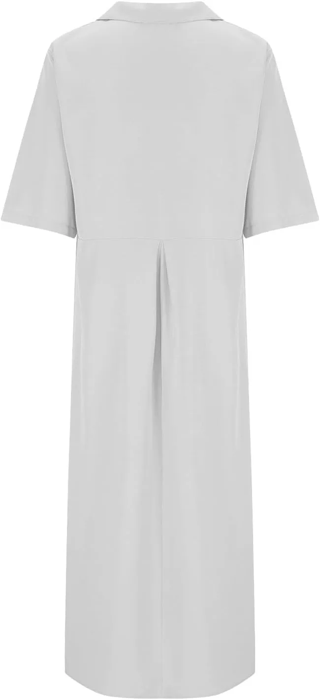Summer Midi Dresses for Women 2024 Button Down Dress Lapel Neck Trendy Formal Plus Size Clothes Business Going Out