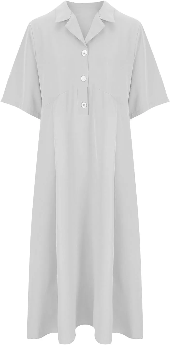 Summer Midi Dresses for Women 2024 Button Down Dress Lapel Neck Trendy Formal Plus Size Clothes Business Going Out