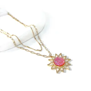 Sunburst Druzy Pendant Necklace