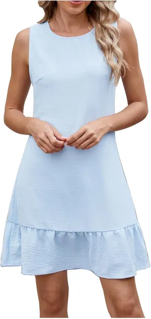 Sundresses for Women 2025 Summer Sleeveless Tank Dresses Casual Slim Fit Boho Vacation Beach Cute Mini Dress