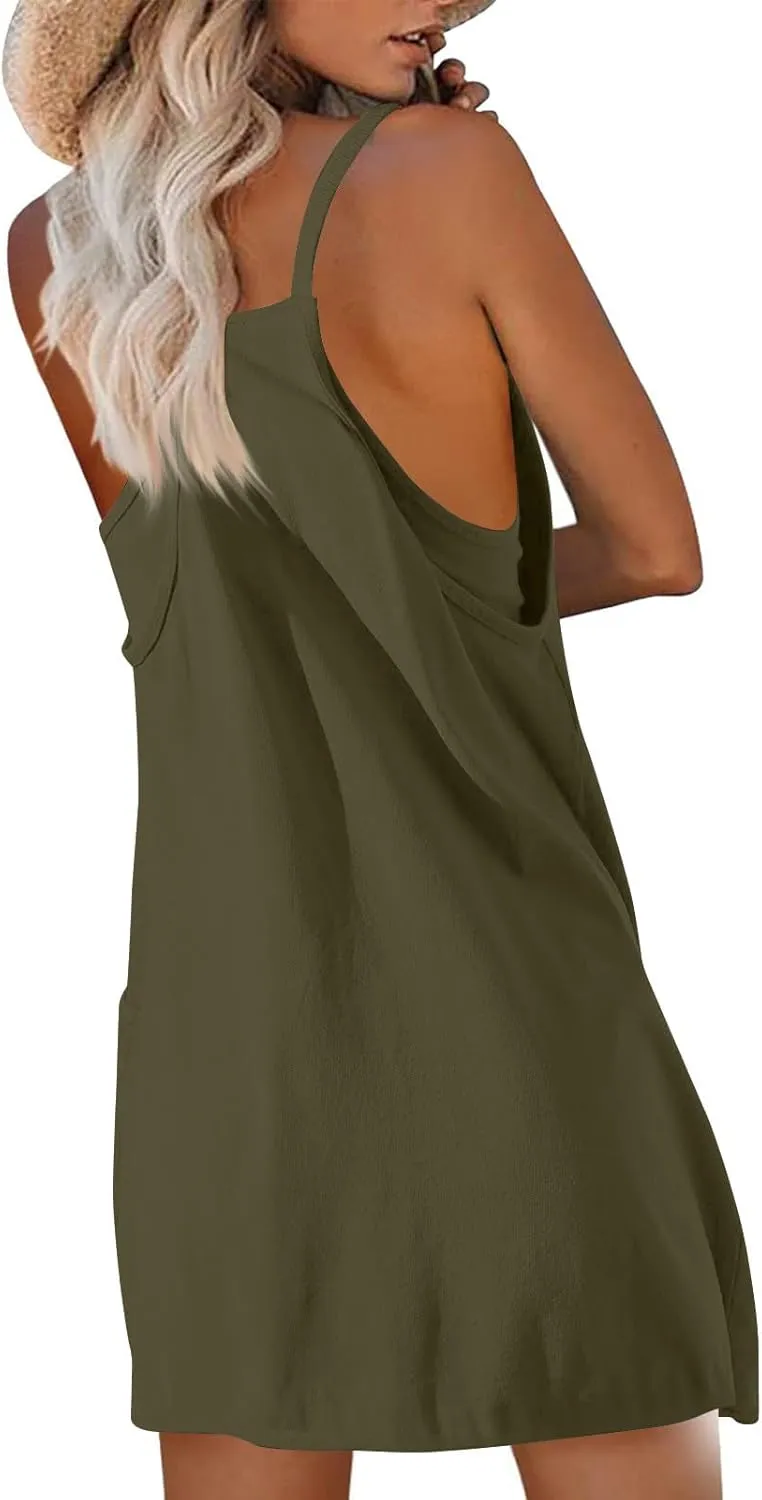 Tennis Dresses for Women Women's Summer Sleeveless Athletic Dress Spaghetti Strap Short Flapper Dresses with Pockets