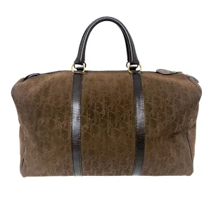 Trotter Oblique Brown Suede Boston Bag