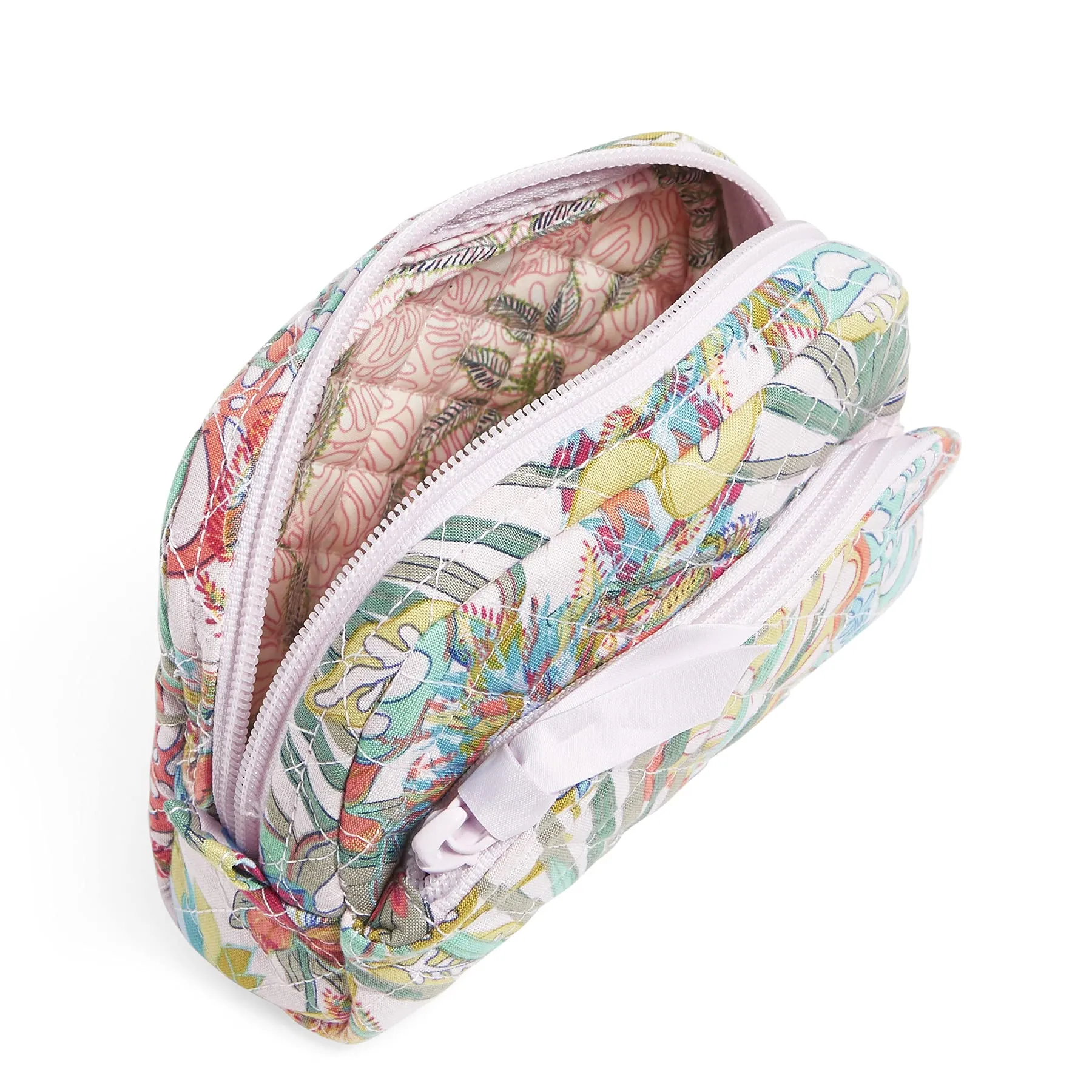 Vera Bradley Women's Cotton Mini Cosmetic Organizer Makeup Bag, Rain Forest Canopy - Recycled Cotton, One Size US