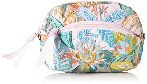 Vera Bradley Women's Cotton Mini Cosmetic Organizer Makeup Bag, Rain Forest Canopy - Recycled Cotton, One Size US