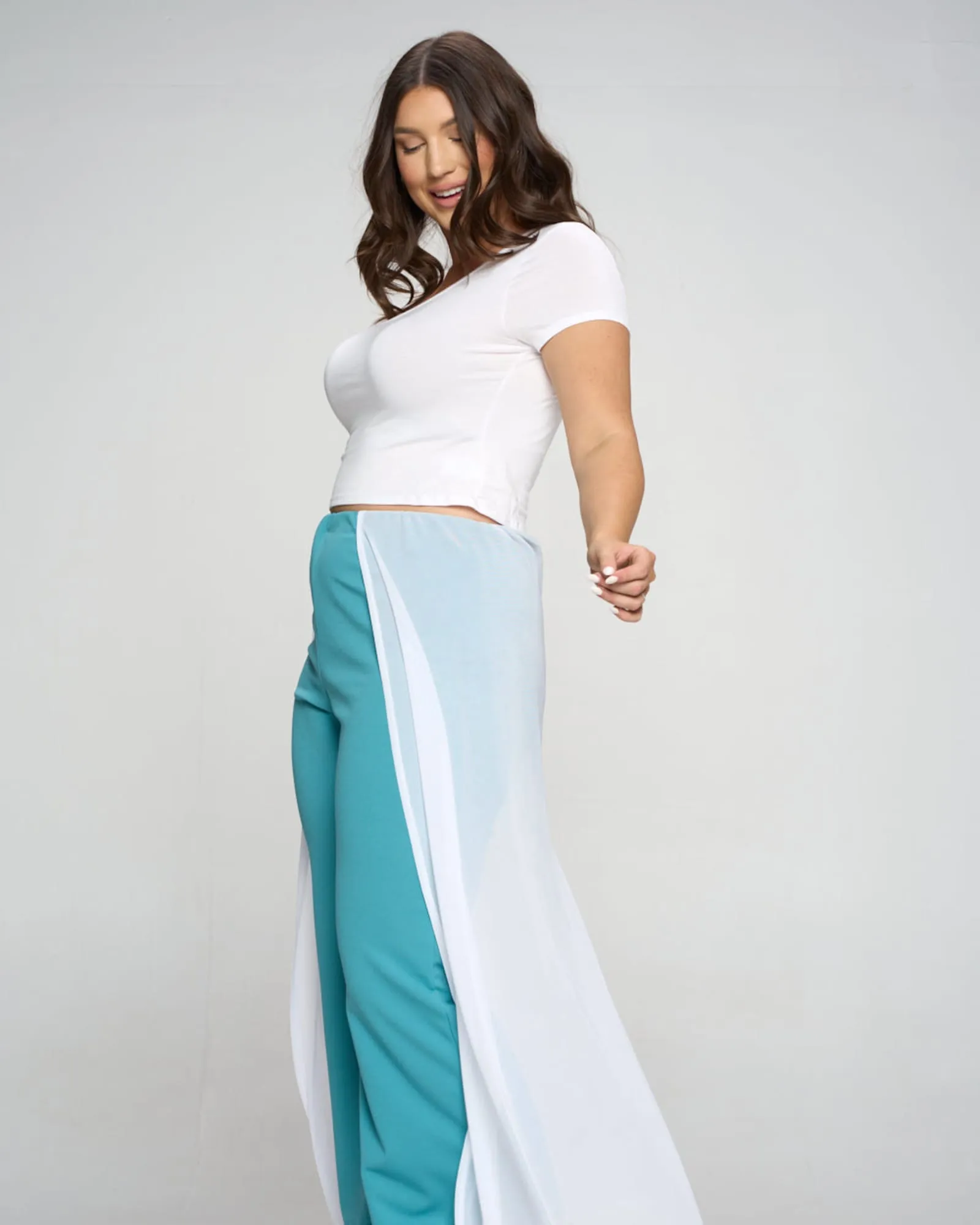 Walk Through Mesh Pants | Seafoam and White