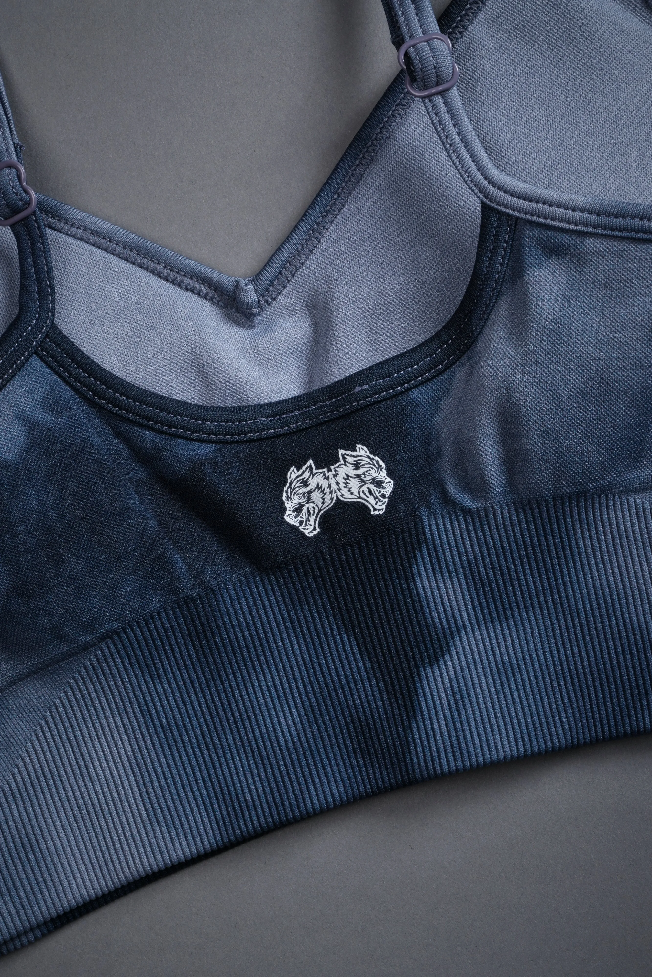 Wolves Pyramid "Everson Seamless" Sports Bra in Darc Blue Big Ghost Clouds