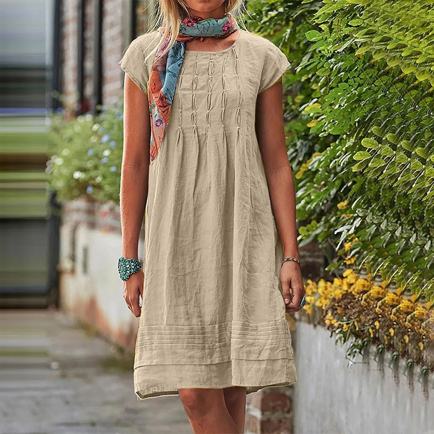 Women Cotton Linen Summer Dresses Casual Mini Short Dress Gauze Boho Dresses 2024 Trendy Vacation Clothing