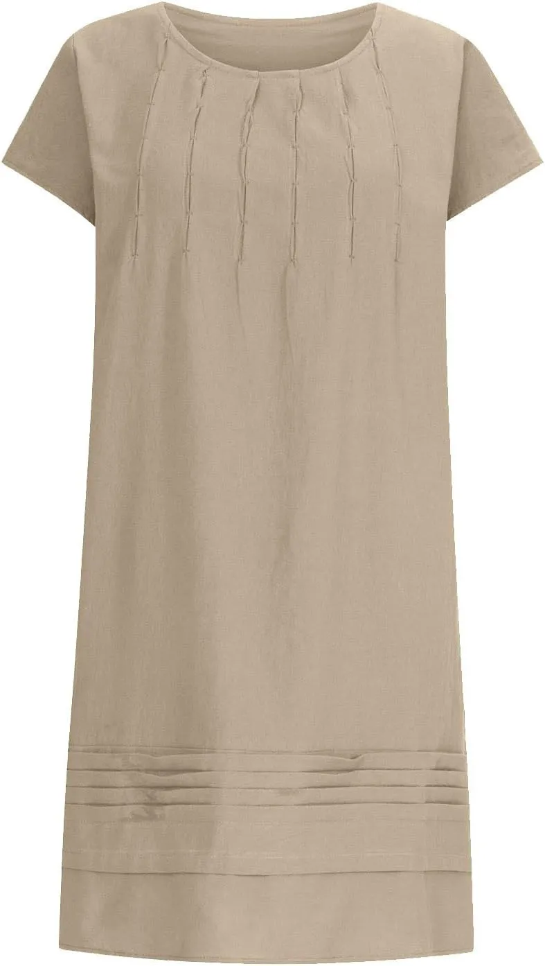 Women Cotton Linen Summer Dresses Casual Mini Short Dress Gauze Boho Dresses 2024 Trendy Vacation Clothing