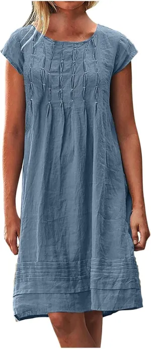 Women Cotton Linen Summer Dresses Casual Mini Short Dress Gauze Boho Dresses 2024 Trendy Vacation Clothing