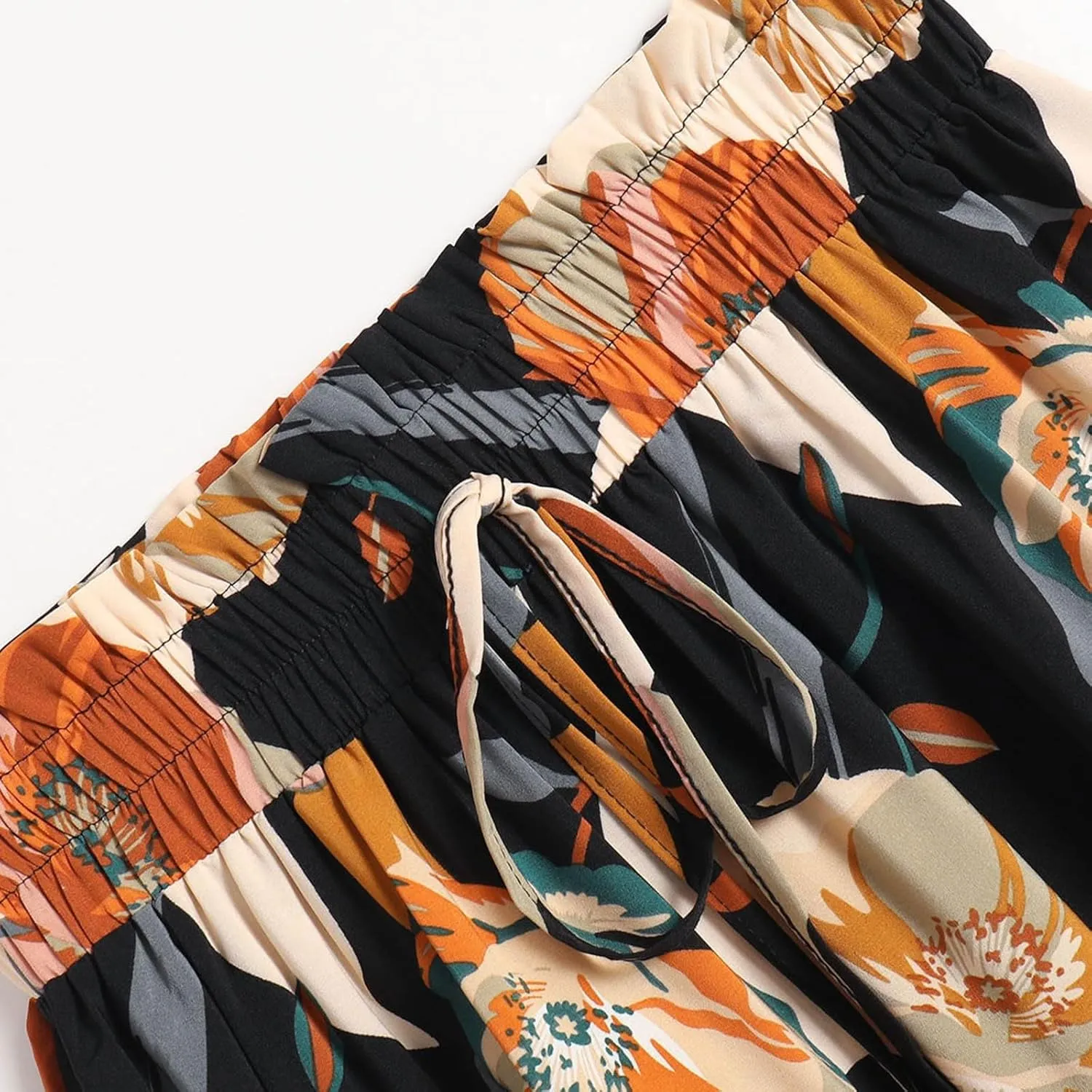Women Maxi Skirt Floral Tiered Pleated Skirt Flowy Swing High Waisted Go Outing Clothes