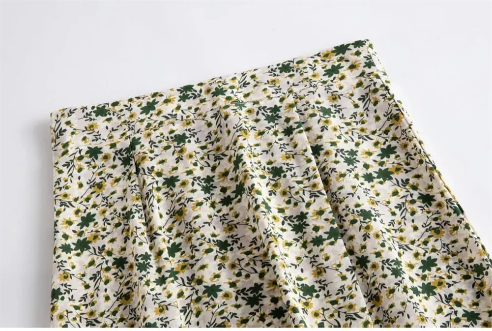 Women Mulberry Silk Floral Skirt High Waist Casual Style Skirts Midi Print Fishtail Skirt