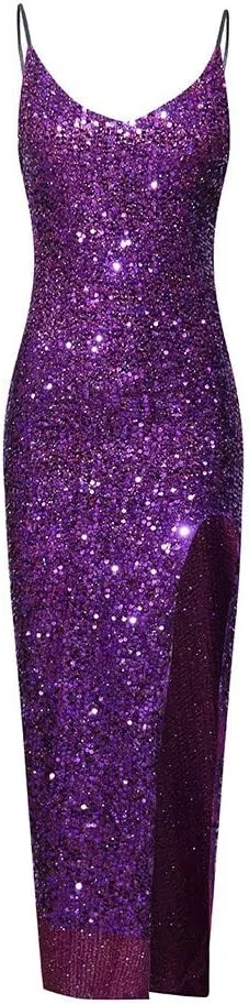 Women One Shoulder Cocktail Dresses Sexy Sleeveless Bodycon Wrap Ruffle Split Formal Long Dress Maxi Party Dress