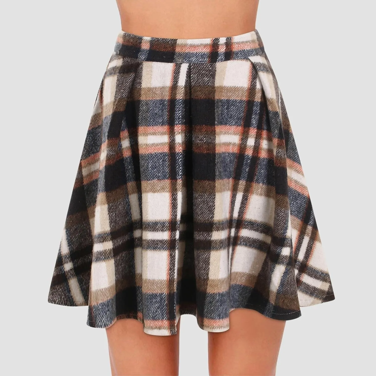 Women Plaid Mini Skirts High Wasited Pleated Skirt Summer A Line Skirts Plus Size Flared Skirt Casual School Uniform