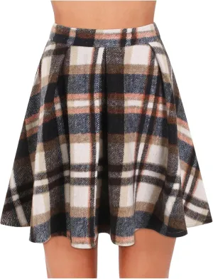 Women Plaid Mini Skirts High Wasited Pleated Skirt Summer A Line Skirts Plus Size Flared Skirt Casual School Uniform
