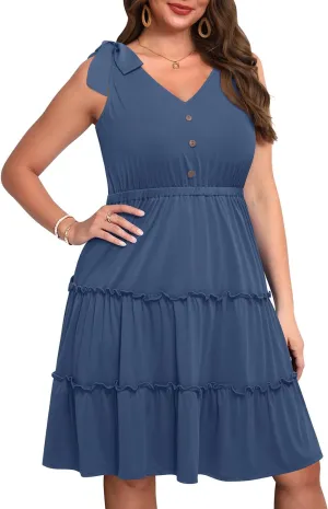 Women Plus Size Summer Dresses - Casual Beach Sun Graduation Vacation Sleeveless Short Sundress