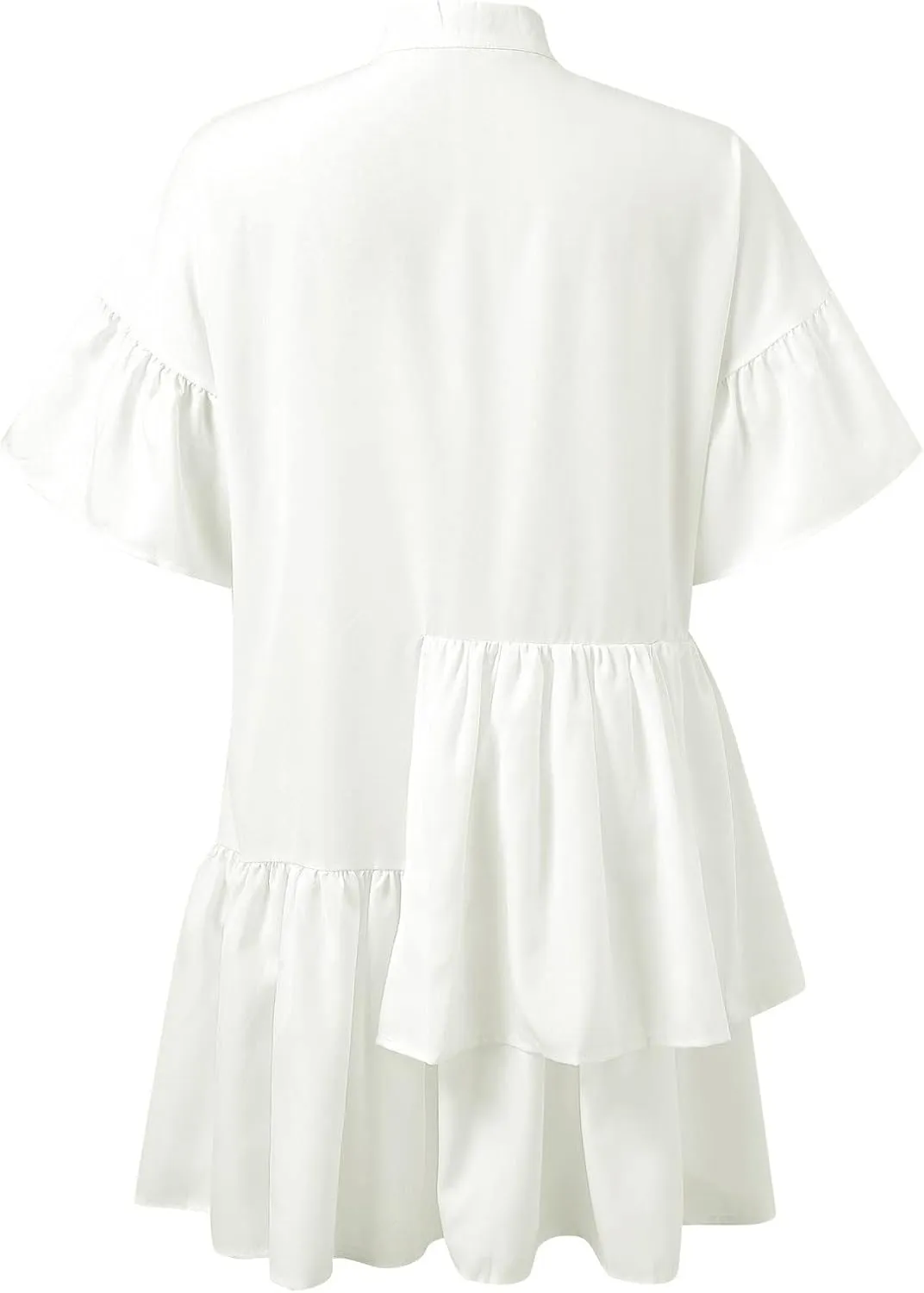 Women Tie Front Elastic Waist Tiered Ruffle Layer Floral Balloon Long Sleeve V Neck Dress Casual Skirts for Women