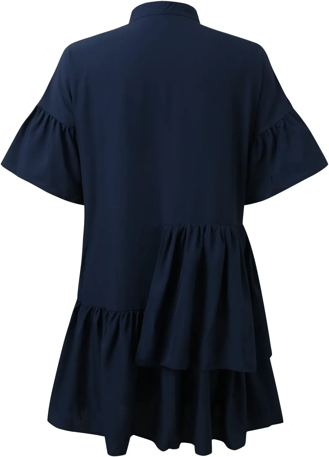 Women Tie Front Elastic Waist Tiered Ruffle Layer Floral Balloon Long Sleeve V Neck Dress Casual Skirts for Women
