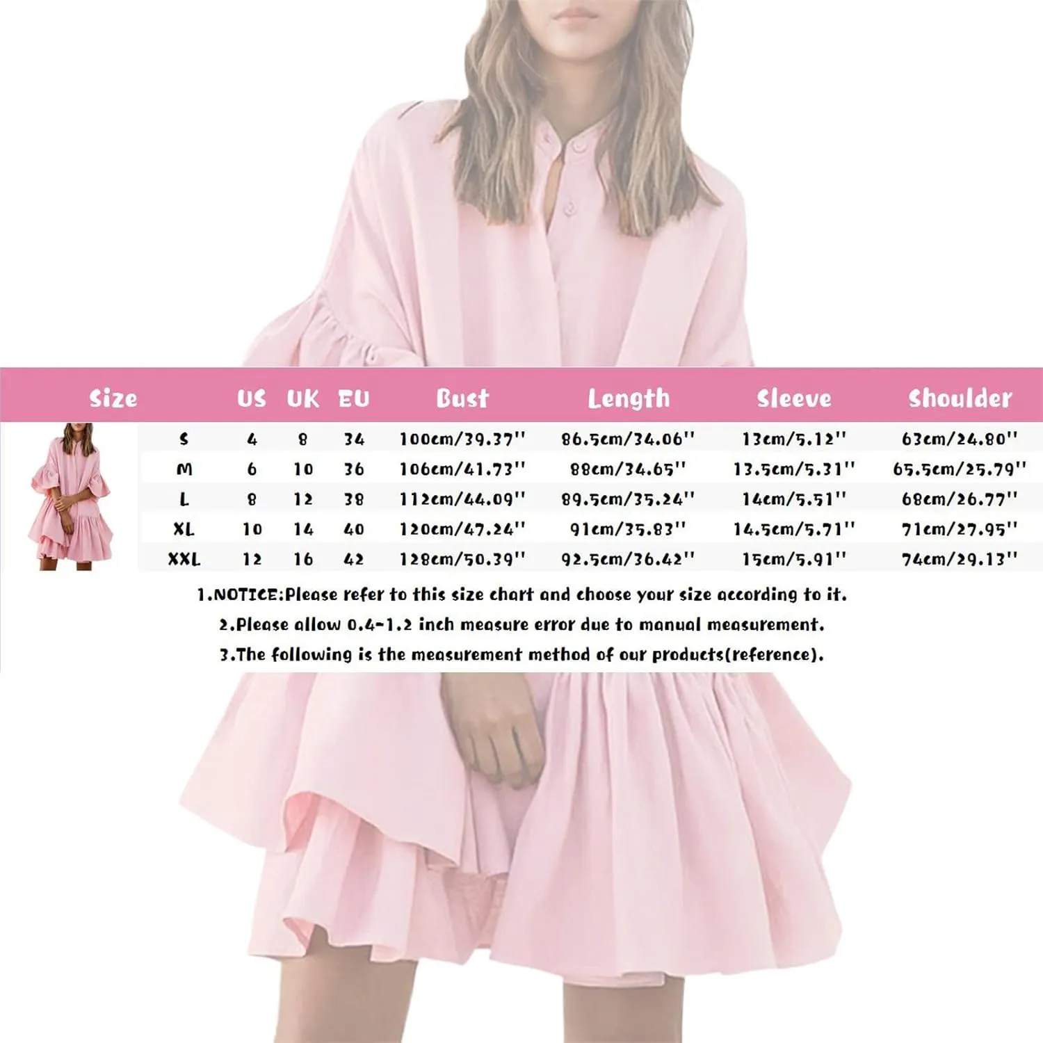 Women Tie Front Elastic Waist Tiered Ruffle Layer Floral Balloon Long Sleeve V Neck Dress Casual Skirts for Women