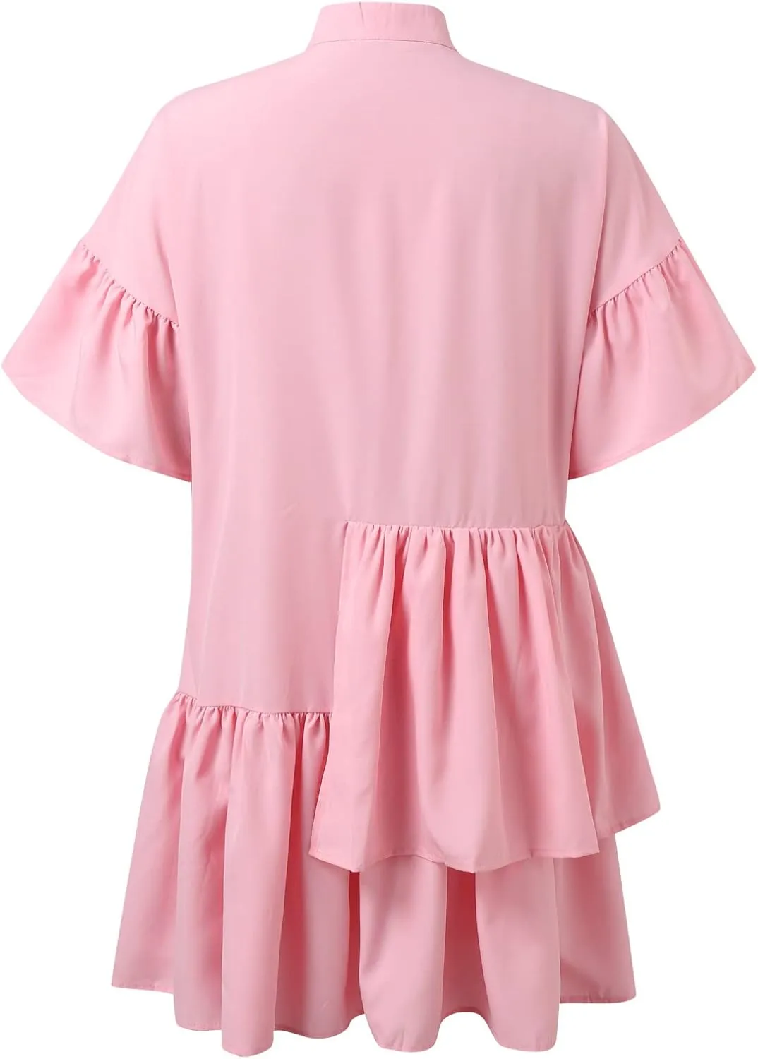 Women Tie Front Elastic Waist Tiered Ruffle Layer Floral Balloon Long Sleeve V Neck Dress Casual Skirts for Women