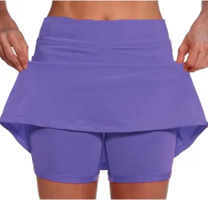 Women's 2-in-1 Double Layer Shorts Skirt Shorts Skort High Waisted Tennis Skirts Golf Skorts Skirts Layered Mini Skirts