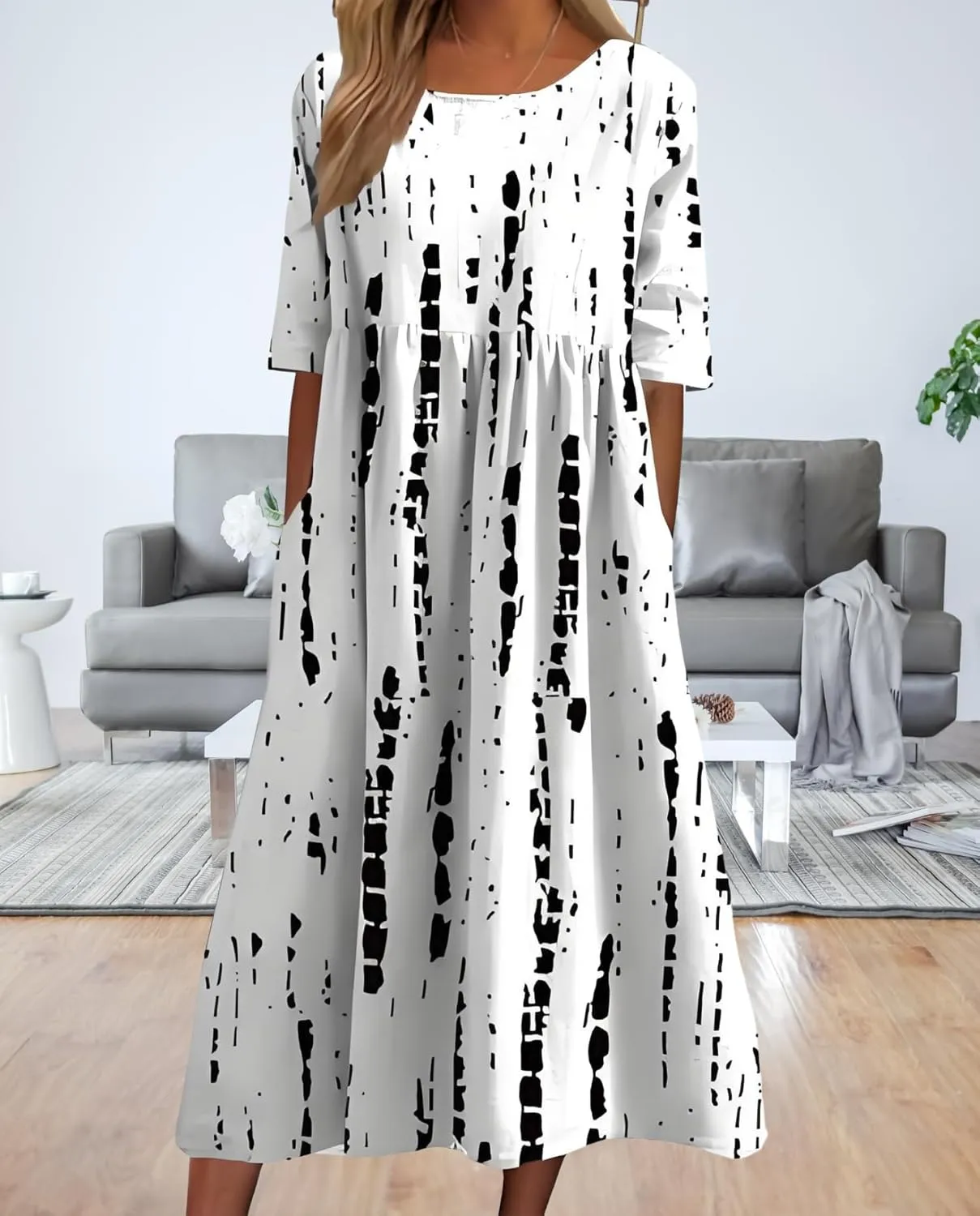 Women's 2025 Floral Summer Maxi Dress-Boho Casual Style with Pockets Ruffled Trim Beach Essentials