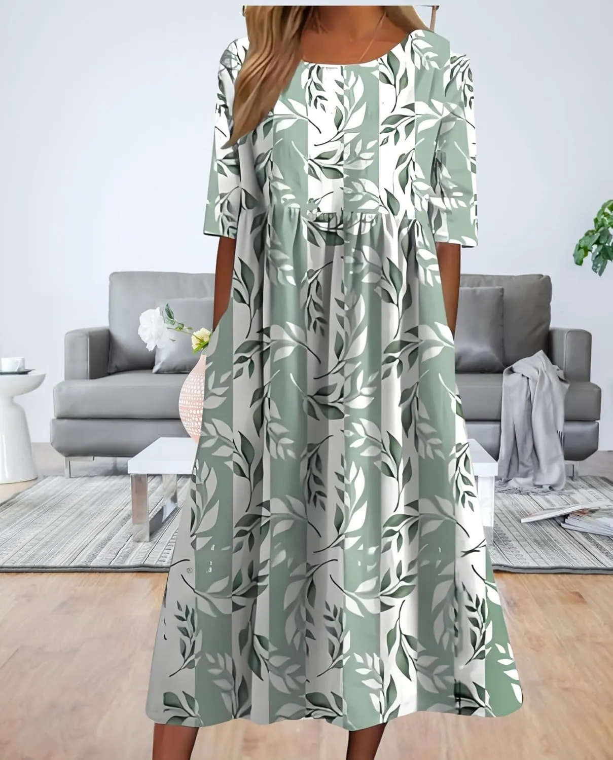 Women's 2025 Floral Summer Maxi Dress-Boho Casual Style with Pockets Ruffled Trim Beach Essentials