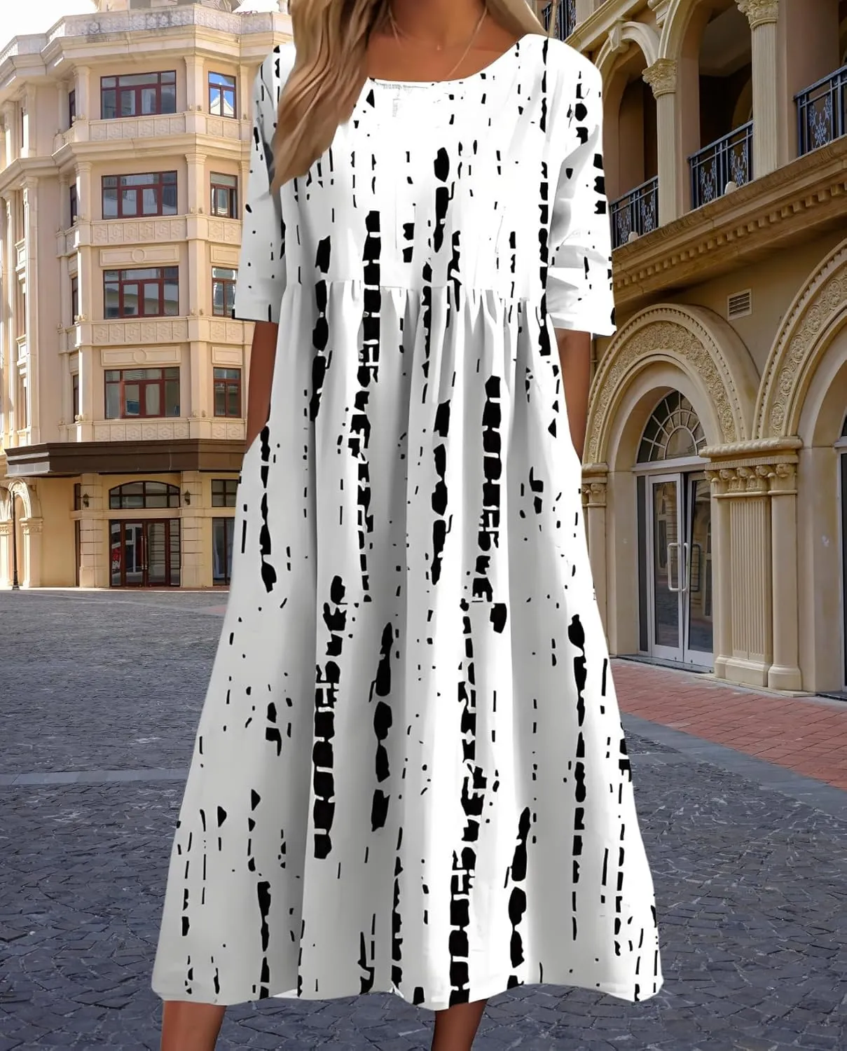 Women's 2025 Floral Summer Maxi Dress-Boho Casual Style with Pockets Ruffled Trim Beach Essentials