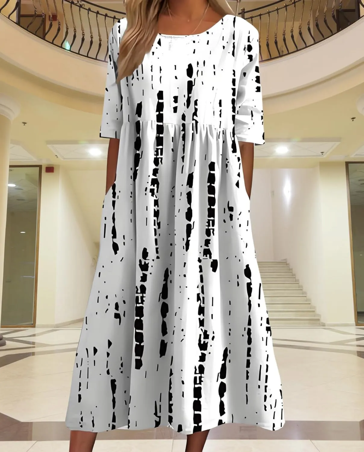 Women's 2025 Floral Summer Maxi Dress-Boho Casual Style with Pockets Ruffled Trim Beach Essentials