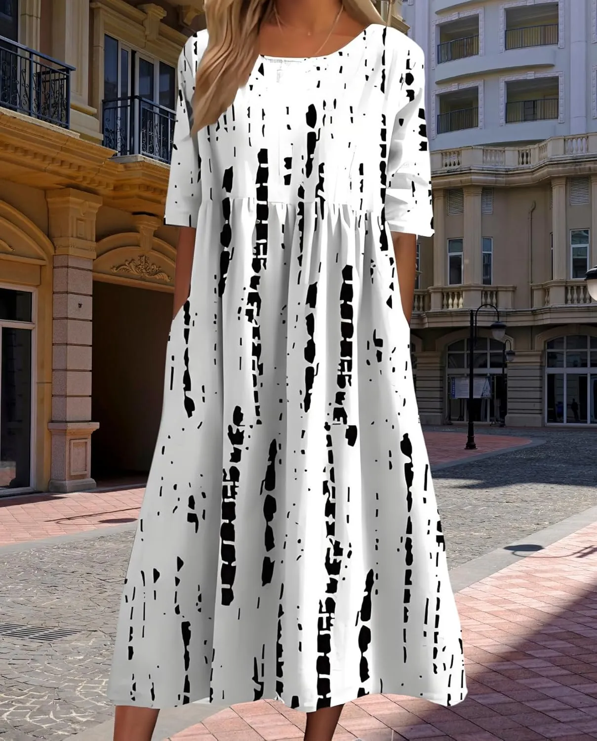 Women's 2025 Floral Summer Maxi Dress-Boho Casual Style with Pockets Ruffled Trim Beach Essentials