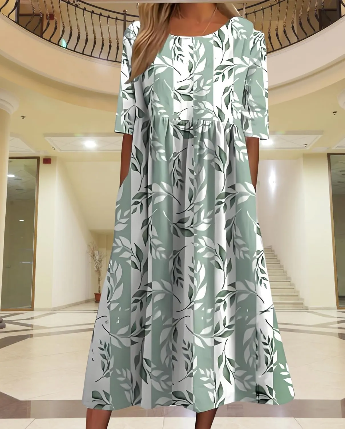 Women's 2025 Floral Summer Maxi Dress-Boho Casual Style with Pockets Ruffled Trim Beach Essentials