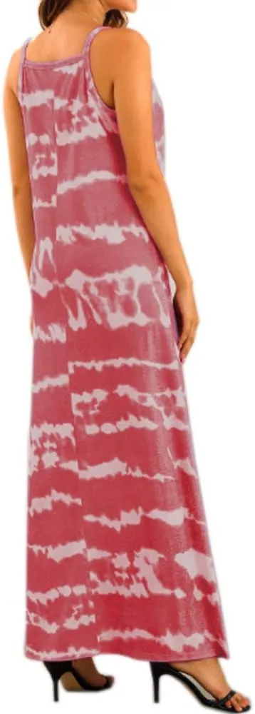 Women's Beach Sleeveless Tie Dye Loose Long Maxi Dress