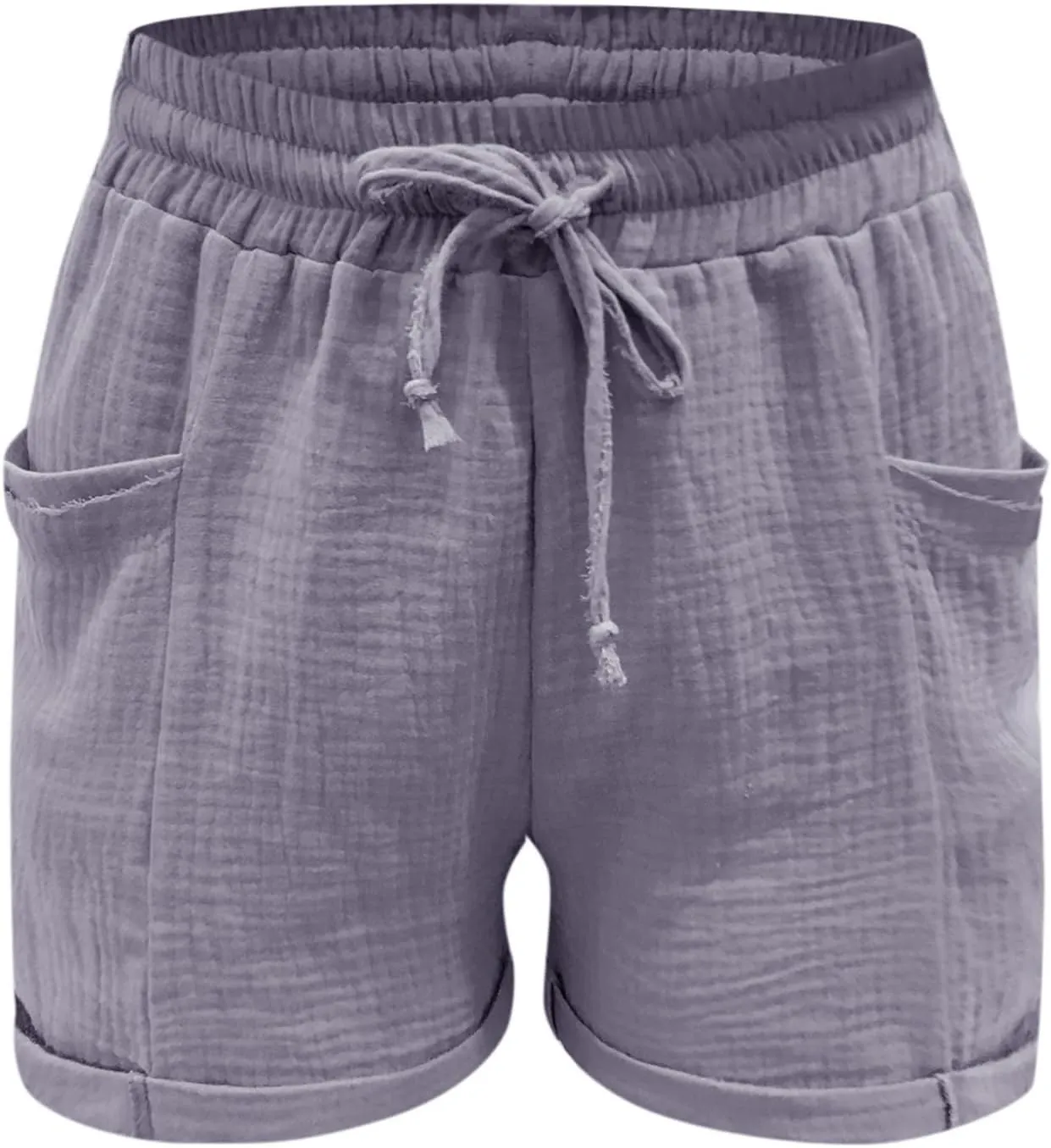 Womens Bermuda Shorts Cotton Linen Summer Beach Cruise Shorts Hight Waisted Lounge Short with Pockets S-XXL