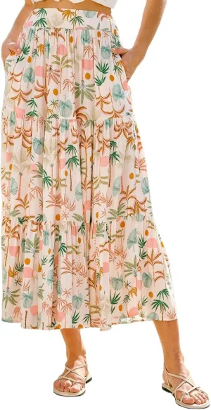Women's Boho Floral Maxi Skirts Flowy High Waist Summer Pleated A Line Long Skirts for Women Beach Vacation Clothes for Women