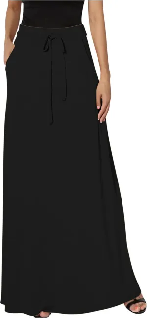 Womens Business Casual Pencil Skirt Solid Elastic High Waist Maxi Skirts 2024 Dressy Going Out Work Long Skirts