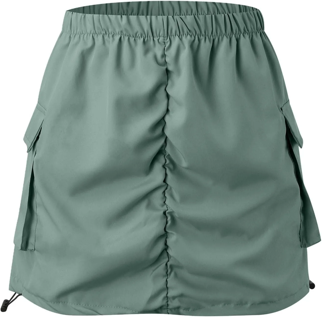 Womens Cargo Skirt Casual Summer High Waisted Bodycon Pencil Ruched Mini Skirts Side Drawstring and Hot Mini