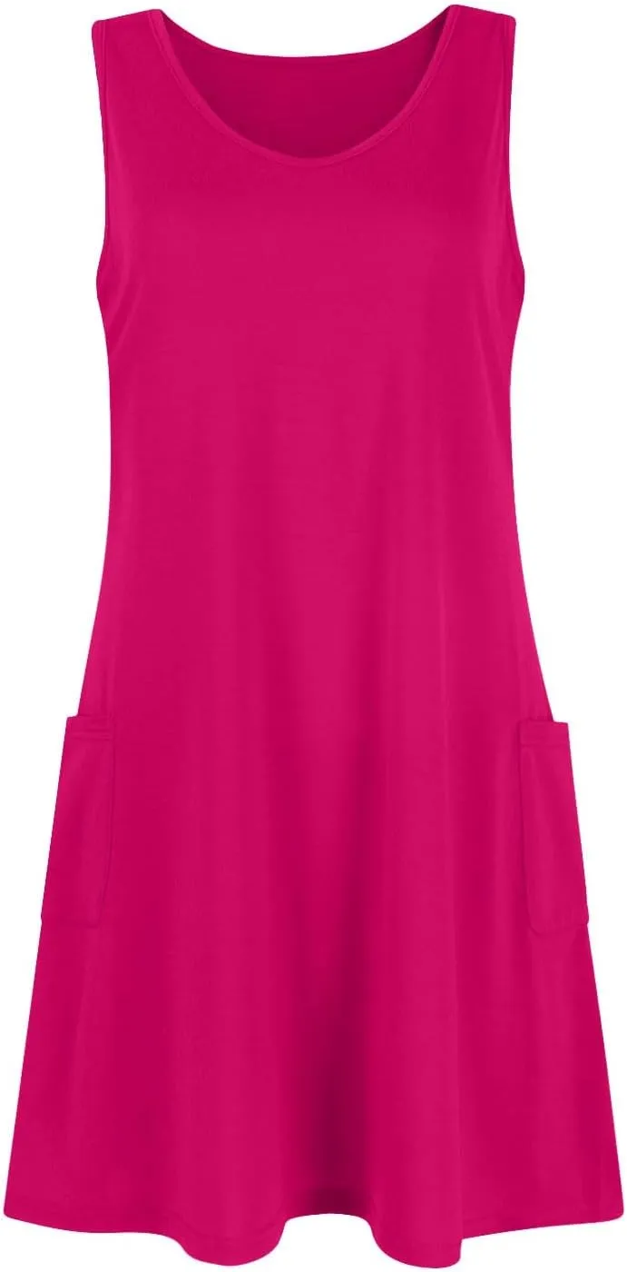 Women's Casual Summer with Pockets Summer Boho Beach Dress Floral Blouses for Women T-Shirts Dress V Neck Loose Tank