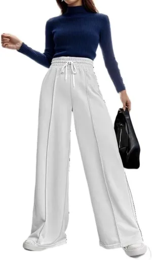 Women's Drawstring High Waist Wide Leg Sweatpants Oversized Sweats Pants Dressy Joggers Lounge Trousers with Pockets