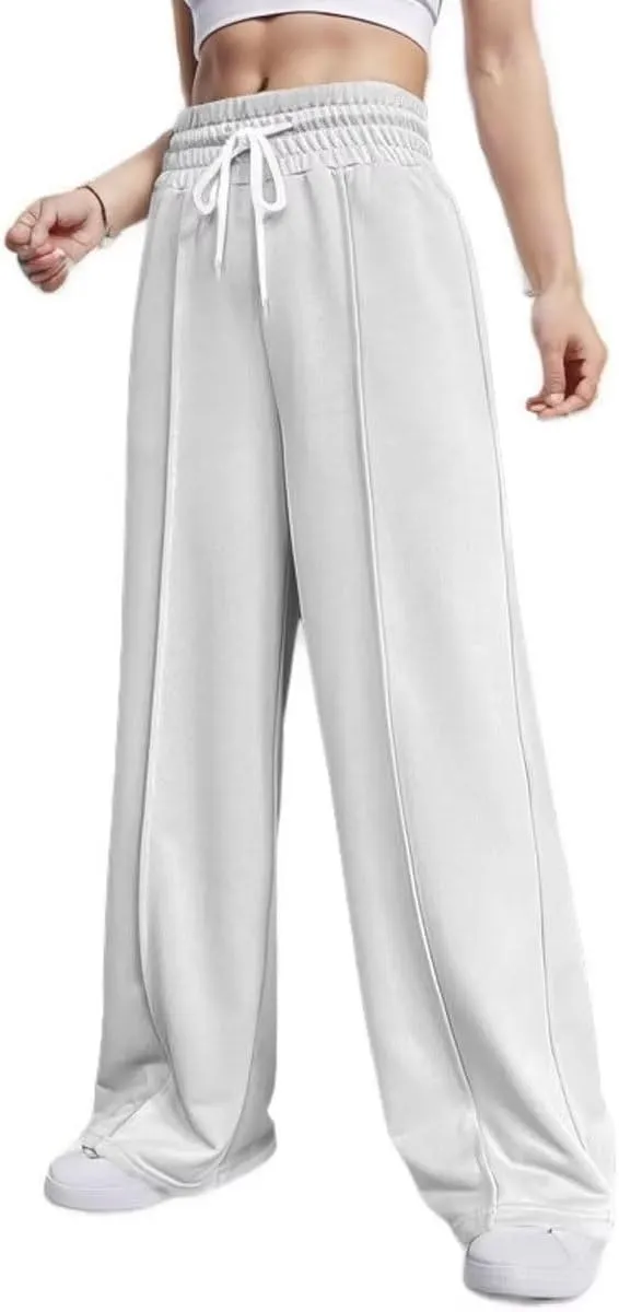 Women's Drawstring High Waist Wide Leg Sweatpants Oversized Sweats Pants Dressy Joggers Lounge Trousers with Pockets