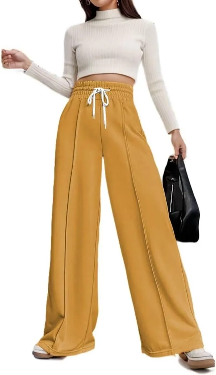 Women's Drawstring High Waist Wide Leg Sweatpants Oversized Sweats Pants Dressy Joggers Lounge Trousers with Pockets