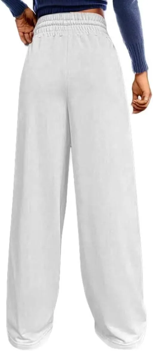 Women's Drawstring High Waist Wide Leg Sweatpants Oversized Sweats Pants Dressy Joggers Lounge Trousers with Pockets