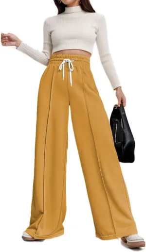 Women's Drawstring High Waist Wide Leg Sweatpants Oversized Sweats Pants Dressy Joggers Lounge Trousers with Pockets