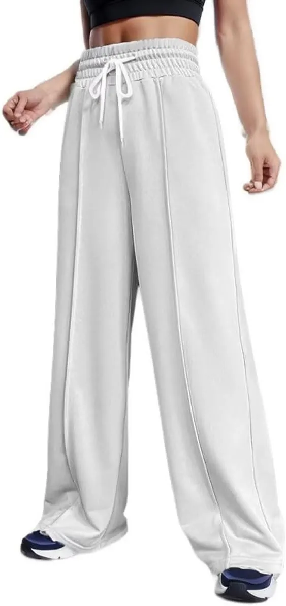 Women's Drawstring High Waist Wide Leg Sweatpants Oversized Sweats Pants Dressy Joggers Lounge Trousers with Pockets
