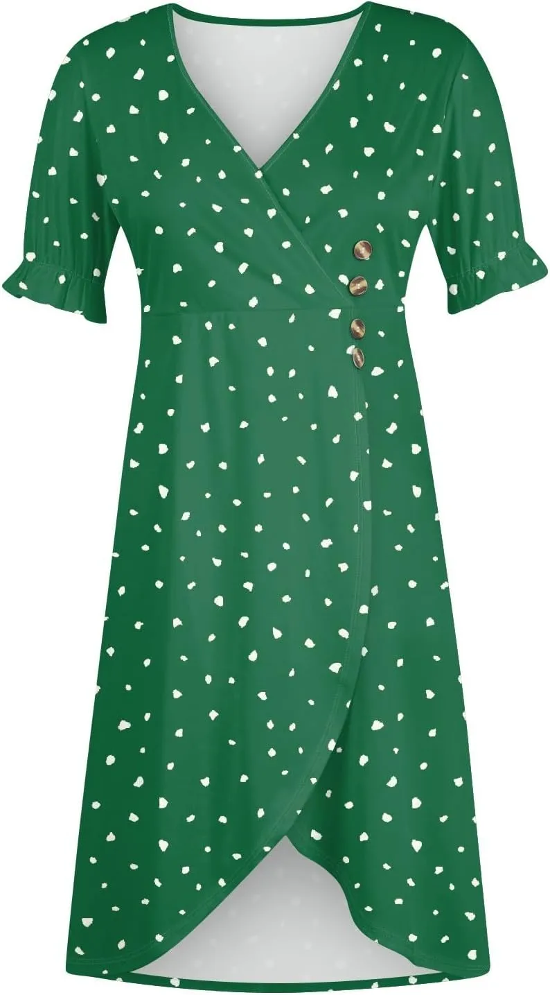 Womens Dresses Midi Dresses for Women Puff Sleeve Summer Dresses Women Casual Boho Fitted