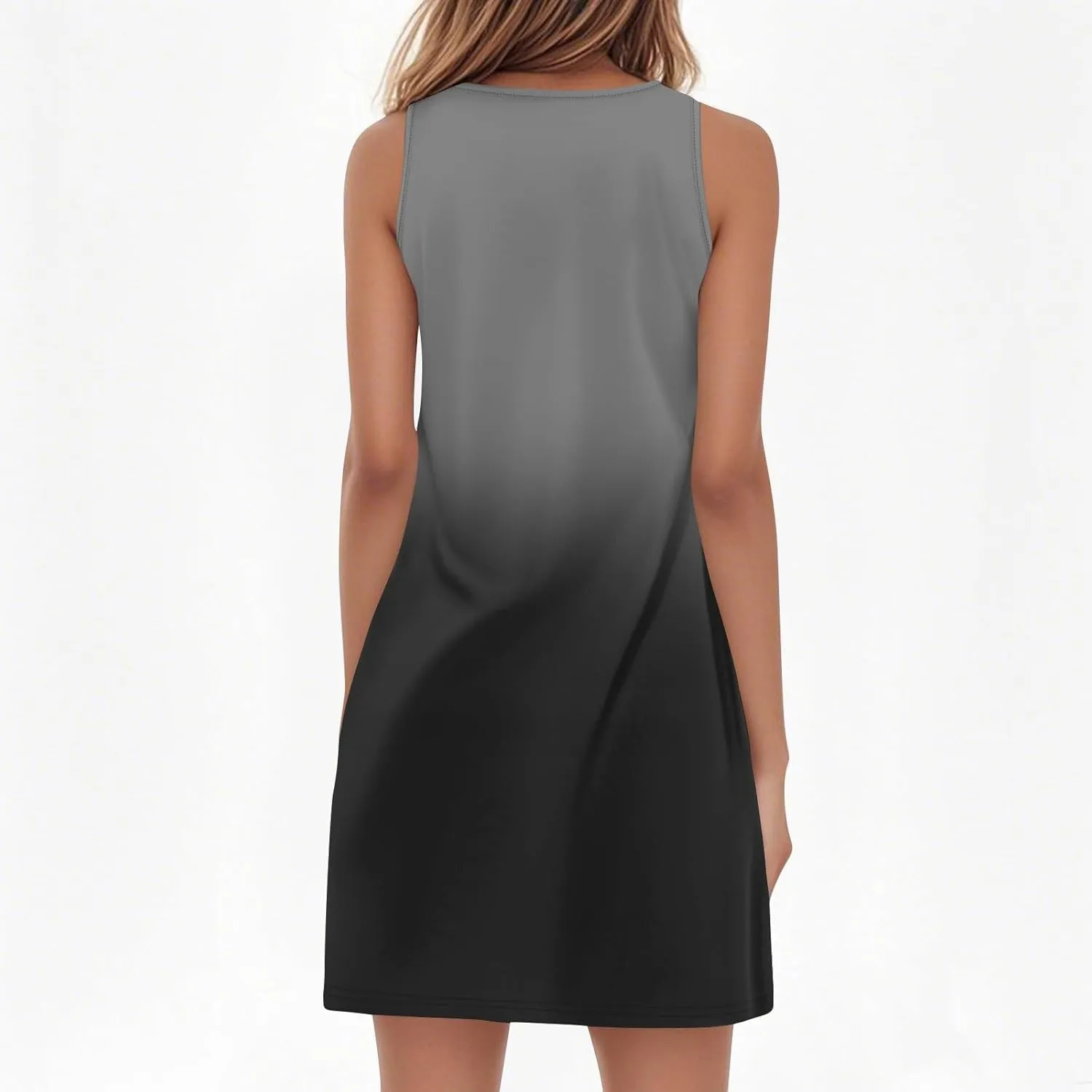 Womens Dresses V-Neck Sleeveless Mini Dresses 2025 Summer Fashion Solid Color Vacation Plus Sized Tank Dress