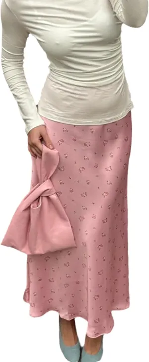Women's Floral Print Maxi Skirt Silk Satin Long Skirt Summer High Waisted Midi Long Skirt
