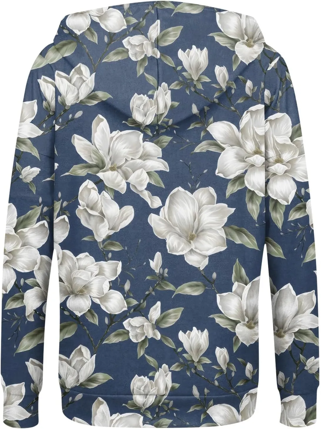 Women's Floral Zip Up Hoodies With Pockets, Casual Style, Long Sleeve, S-3XL