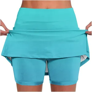 Womens Golf Skorts High Waist Athletic Skirt with Shorts Fashion Gradient Yoga Skirts Pants Summer Running Clothes